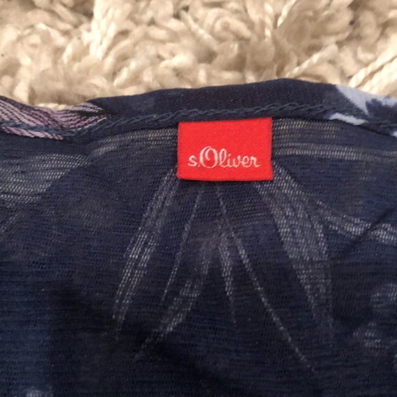 Flowery, stretchy, short sleeve blouse with tie in back, sOliver, Eur42/US12, - Picture 2 of 12